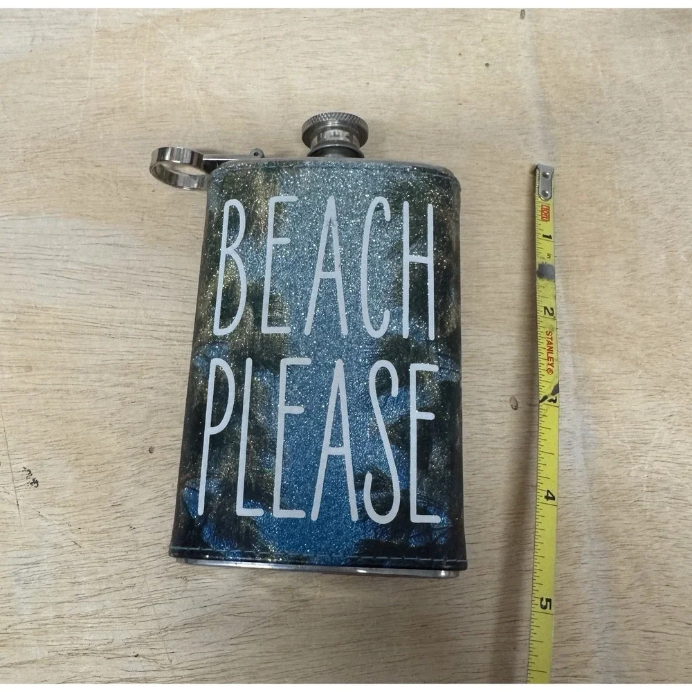 Beach Please Glitter Flask Palm Trees‎ 5